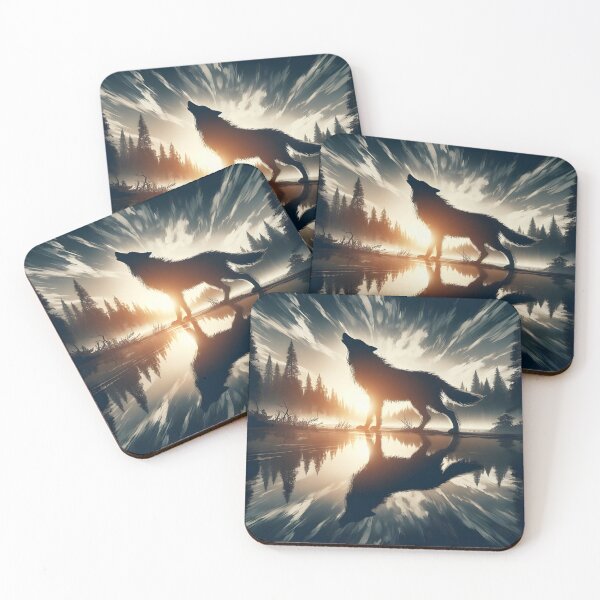 Item preview, Wolf Reflection and Sunset, Ai Generated Art  designed and sold by ACC .