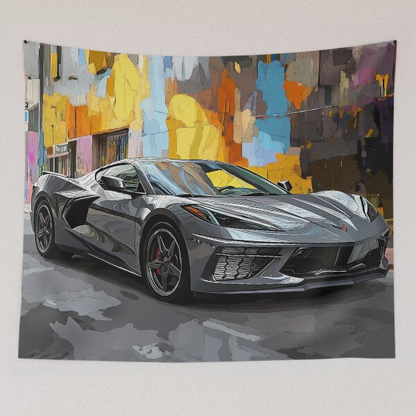 Item preview, Gunmetal Grey Corvette Stingray C8 – Pop Art Edition IX designed and sold by AutoPopStudio.