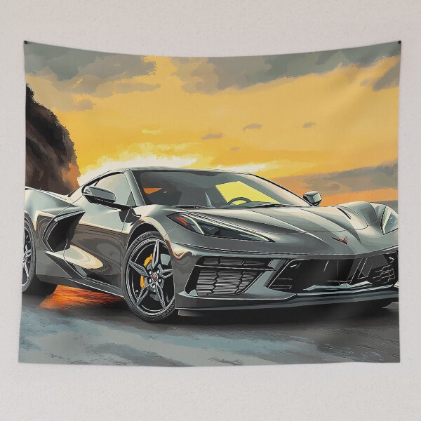 Item preview, Gunmetal Grey Corvette Stingray C8 – Pop Art Edition X designed and sold by AutoPopStudio.