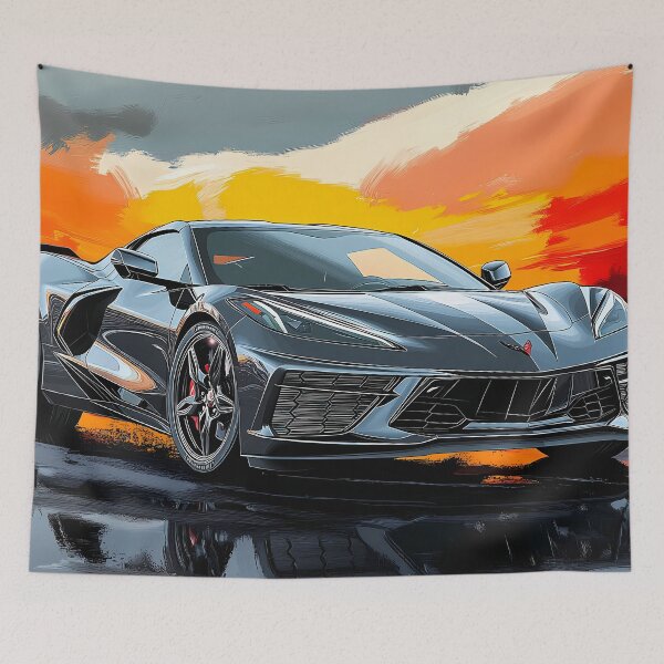 Item preview, Grey Chevrolet Corvette Stingray C8 – Pop Art Edition designed and sold by AutoPopStudio.