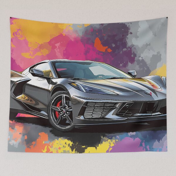 Item preview, Grey Chevrolet Corvette Stingray C8 – Pop Art Edition II designed and sold by AutoPopStudio.