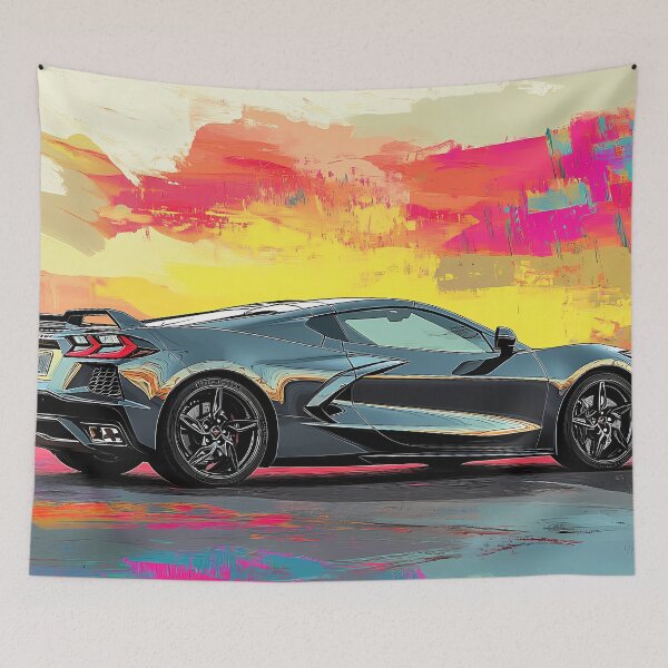 Item preview, Grey Chevrolet Corvette Stingray C8 – Pop Art Edition IV designed and sold by AutoPopStudio.