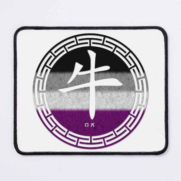Item preview, Chinese Zodiac Ox Symbol in Asexual Pride Flag Colors Horoscope designed and sold by LiveLoudGraphic.