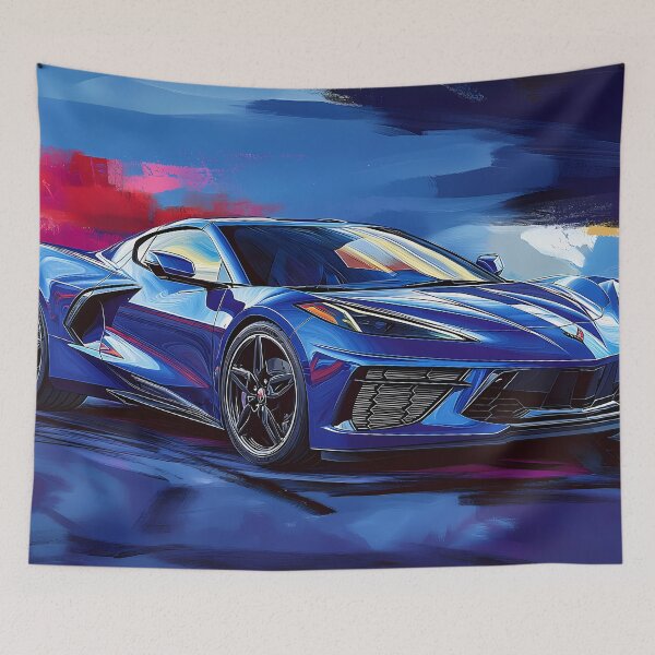 Item preview, Midnight Blue Corvette Stingray C8 – Pop Art Edition II designed and sold by AutoPopStudio.