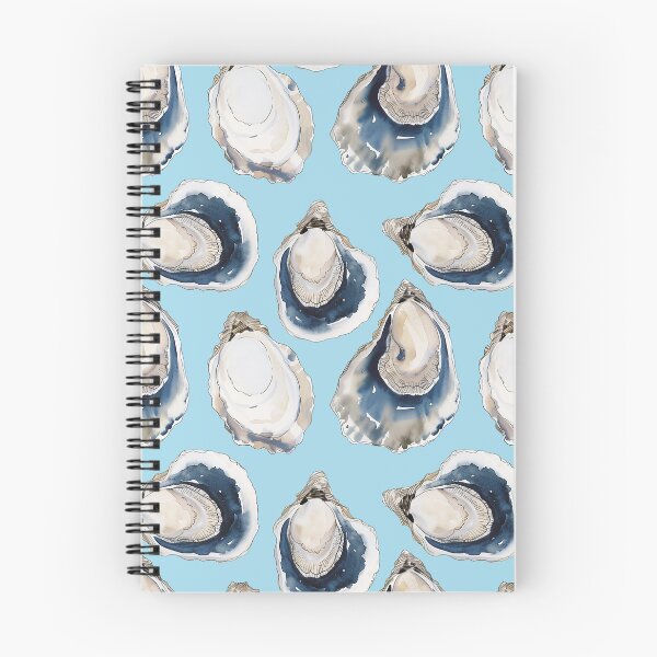 Item preview, Coastal theme Oyster Shell Pattern with Light Blue Background designed and sold by GnosisCollage.