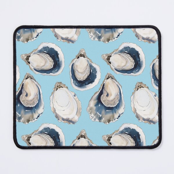 Item preview, Coastal theme Oyster Shell Pattern with Light Blue Background designed and sold by GnosisCollage.