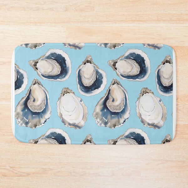 Item preview, Coastal theme Oyster Shell Pattern with Light Blue Background designed and sold by GnosisCollage.