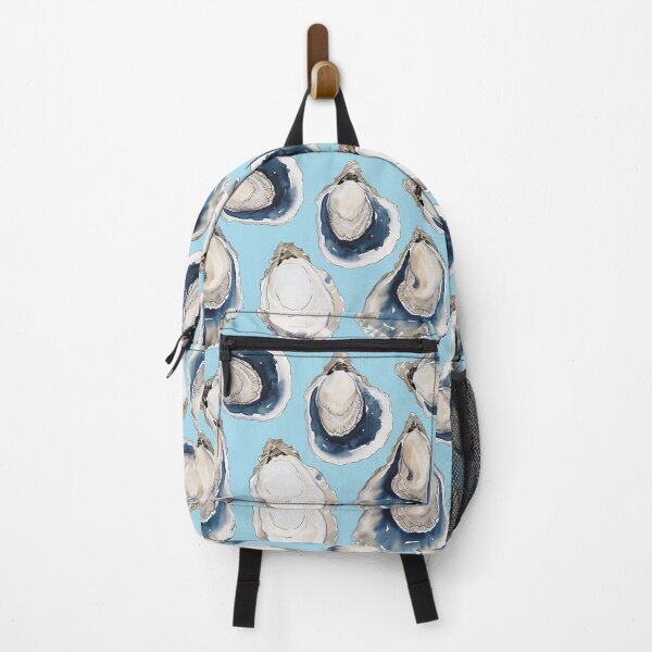Item preview, Coastal theme Oyster Shell Pattern with Light Blue Background designed and sold by GnosisCollage.