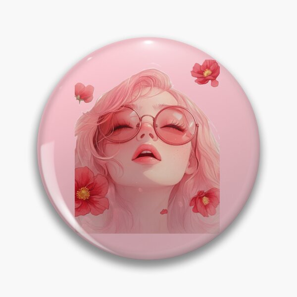 Item preview, Anime Girl with Pink Hair and Flowers – Romantic Notebook, Aesthetic Sticker with Dreamy Floral Art designed and sold by Zentuary.