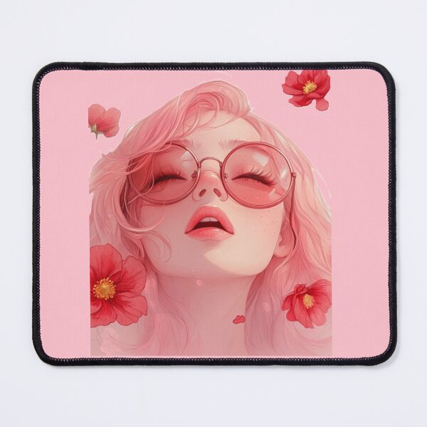 Item preview, Anime Girl with Pink Hair and Flowers – Romantic Notebook, Aesthetic Sticker with Dreamy Floral Art designed and sold by Zentuary.