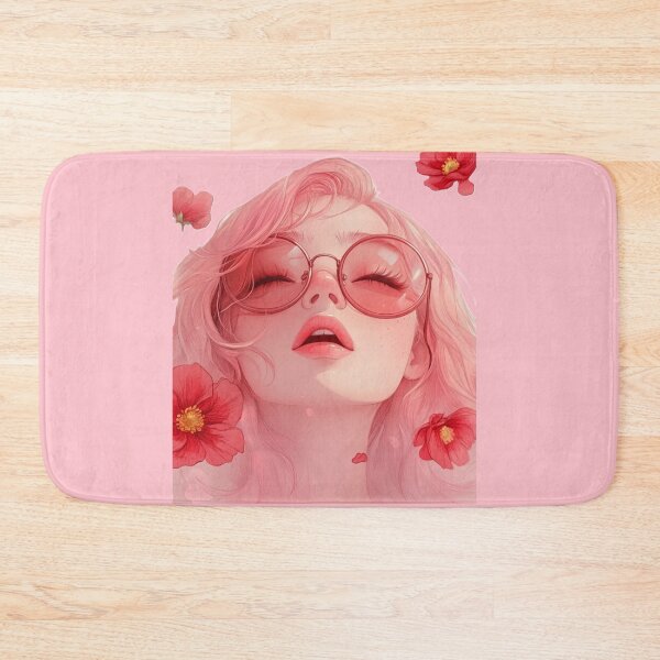 Item preview, Anime Girl with Pink Hair and Flowers – Romantic Notebook, Aesthetic Sticker with Dreamy Floral Art designed and sold by Zentuary.