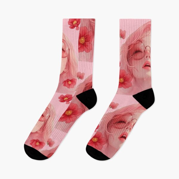 Item preview, Anime Girl with Pink Hair and Flowers – Romantic Notebook, Aesthetic Sticker with Dreamy Floral Art designed and sold by Zentuary.