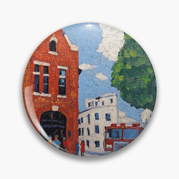 Item preview, Fire station | Post-impressionist painting style designed and sold by ComicsFactory.
