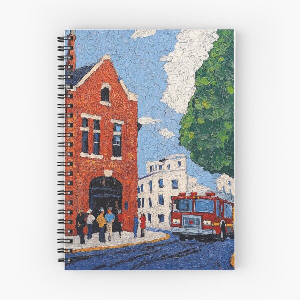 Item preview, Fire station | Post-impressionist painting style designed and sold by ComicsFactory.