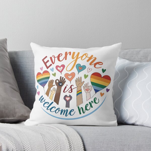 Item preview, Everyone is Welcome Here - Equality, Diversity, Inclusion Art designed and sold by PillowShop ⭐⭐⭐⭐⭐.