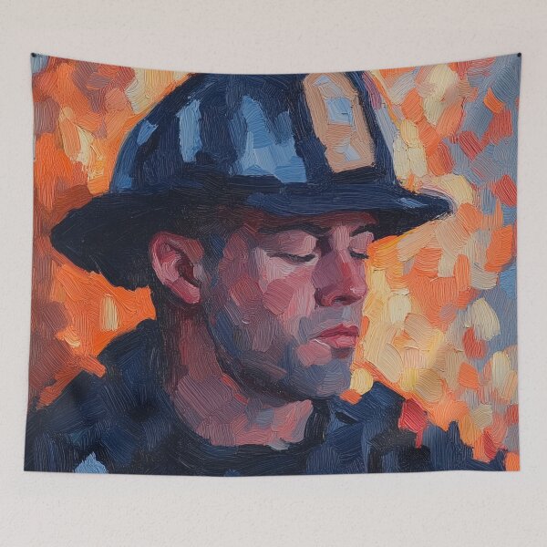 Item preview, Firefighter | Post-impressionist painting style designed and sold by ComicsFactory.