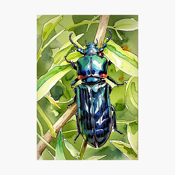 Item preview, watercolor beetle designed and sold by evabyte.