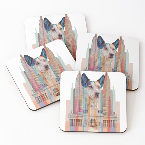 Item preview, Surreal Dog and Cityscape Collage with Architectural Elements designed and sold by ForeverPrintsOK.