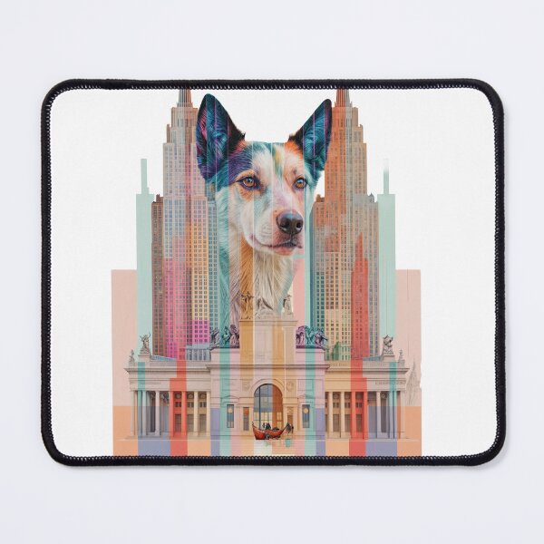 Item preview, Surreal Dog and Cityscape Collage with Architectural Elements designed and sold by ForeverPrintsOK.