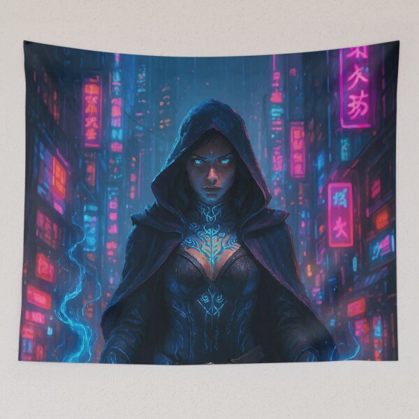Item preview, Electric Sorceress: A Dark Mage in the Neon City designed and sold by AbstractAnom.