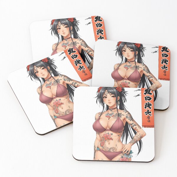 Item preview, Manga girl with tattoos in bikini, 80s designed and sold by EpicMerchRealm.