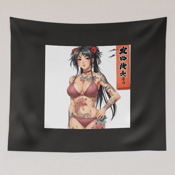 Item preview, Manga girl with tattoos in bikini, 80s designed and sold by EpicMerchRealm.