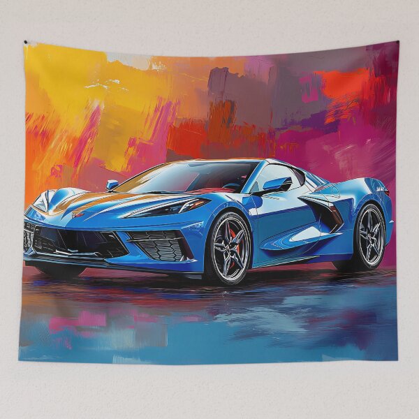 Item preview, Blue Chevrolet Corvette Stingray C8 – Pop Art Edition III designed and sold by AutoPopStudio.