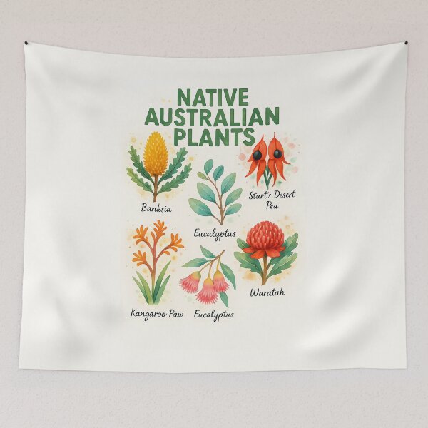 Item preview, Native Australian Plants Infographic Illustration Art Vintage designed and sold by KrisSidDesigns.