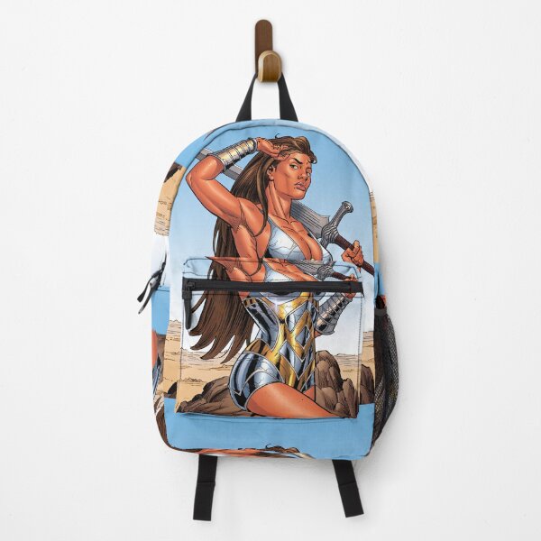 Item preview, Fantasy female warrior woman with sword and armor comic book style vintage art designed and sold by Vintage Designs +.