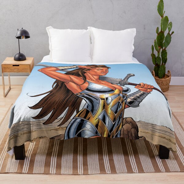 Item preview, Fantasy female warrior woman with sword and armor comic book style vintage art designed and sold by Vintage Designs +.