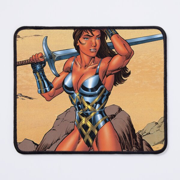 Item preview, Fantasy female warrior woman with sword and armor comic book style vintage art designed and sold by Vintage Designs +.