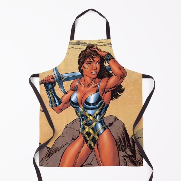 Item preview, Fantasy female warrior woman with sword and armor comic book style vintage art designed and sold by Vintage Designs +.