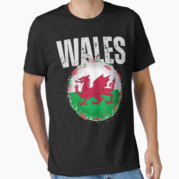 Item preview, Welsh Flag Under Distressed-Lettering "WALES" - Silver Text designed and sold by TimelessLocales.