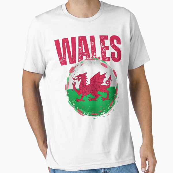 Item preview, Welsh Flag Under Distressed-Lettering "WALES" - Red Text designed and sold by TimelessLocales.