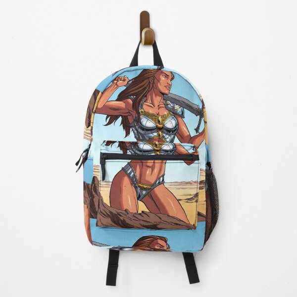 Item preview, Fantasy female warrior woman with sword and armor comic book style vintage art designed and sold by Vintage Designs +.