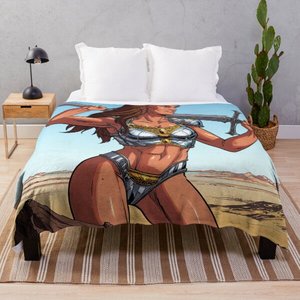 Item preview, Fantasy female warrior woman with sword and armor comic book style vintage art designed and sold by Vintage Designs +.