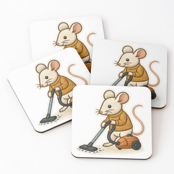 Item preview, Mouse Vacuuming Embroidered Patch – Cozy Cleaning Vibes designed and sold by #Adulting Central.