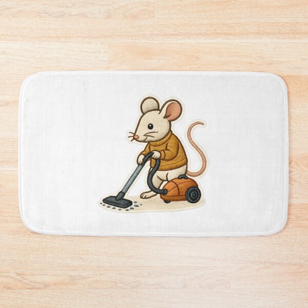 Item preview, Mouse Vacuuming Embroidered Patch – Cozy Cleaning Vibes designed and sold by #Adulting Central.