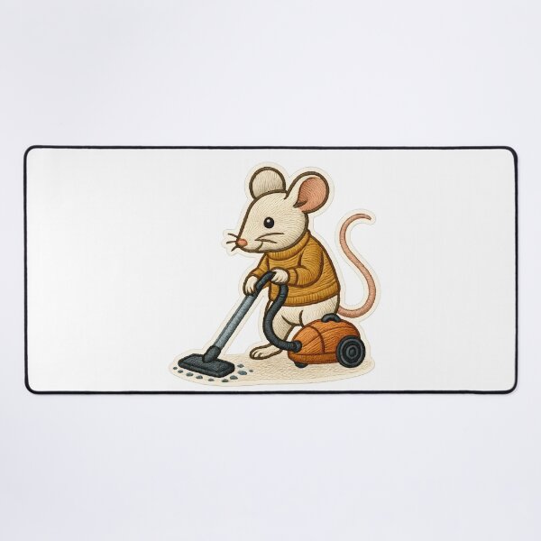 Item preview, Mouse Vacuuming Embroidered Patch – Cozy Cleaning Vibes designed and sold by #Adulting Central.