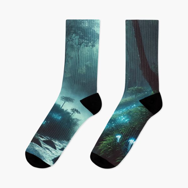 Item preview, Moonlit Serenity: A Glowing Waterfall in the Mystical Forest designed and sold by AbstractAnom.