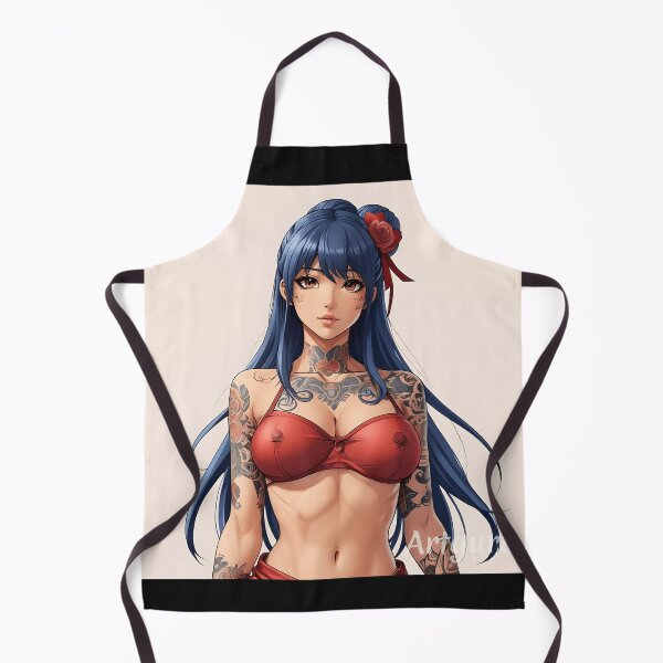 Item preview, Japanese manga girl with tattoos, 80s, red bikini. designed and sold by EpicMerchRealm.