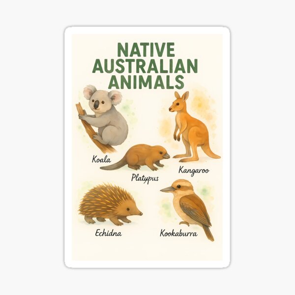 Item preview, Native Australian Animals Infographic Illustration Art Vintage designed and sold by KrisSidDesigns.