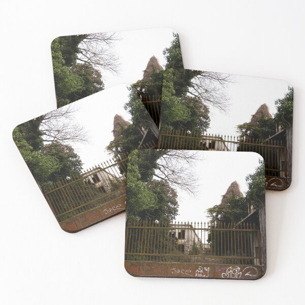 Item preview, Abandoned Building Behind Rusted Gate with Urban Graffiti designed and sold by tommy3613.