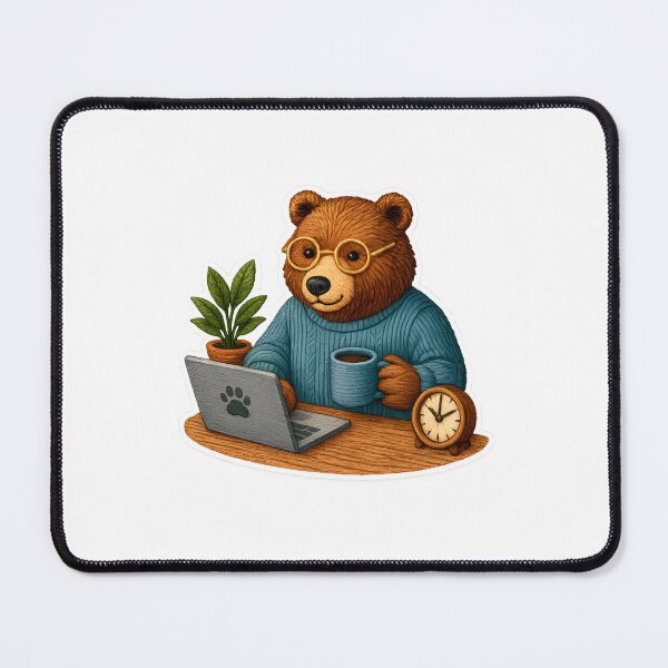 Item preview, Work from Home Bear Embroidered Patch – Cozy Productivity Vibes designed and sold by #Adulting Central.