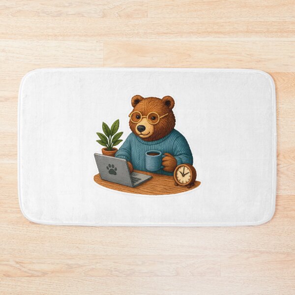 Item preview, Work from Home Bear Embroidered Patch – Cozy Productivity Vibes designed and sold by #Adulting Central.