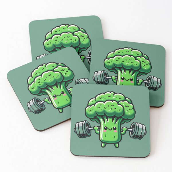 Item preview, Cute Kawaii Broccoli Lifting a Barbell, Fun Green Veggie Sticker, Vegan Fitness designed and sold by GreenSlate.