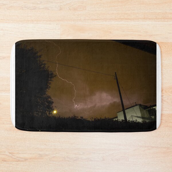 Item preview, Lightning Over the City – Urban Storm Photography Print designed and sold by tommy3613.