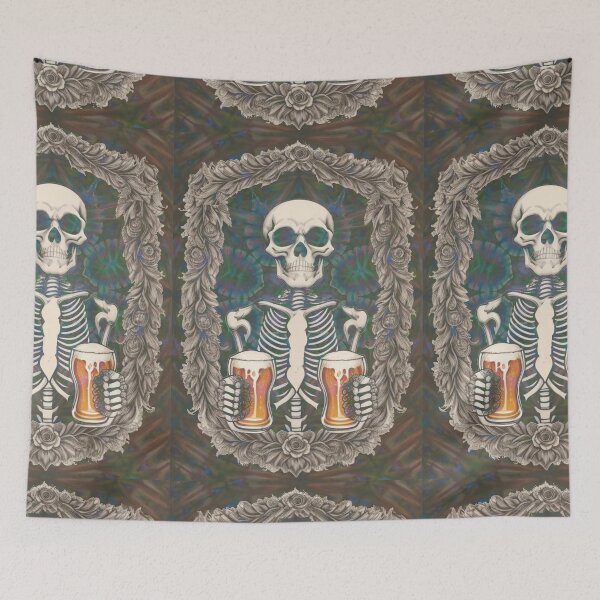 Item preview, Skeleton Dead Beer Drinker Earth tone Tie Dye designed and sold by AuroraXGreen.