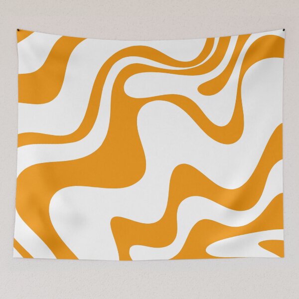 Item preview, Retro Liquid Swirl Abstract Pattern 2 in Orange and White designed and sold by kierkegaard.