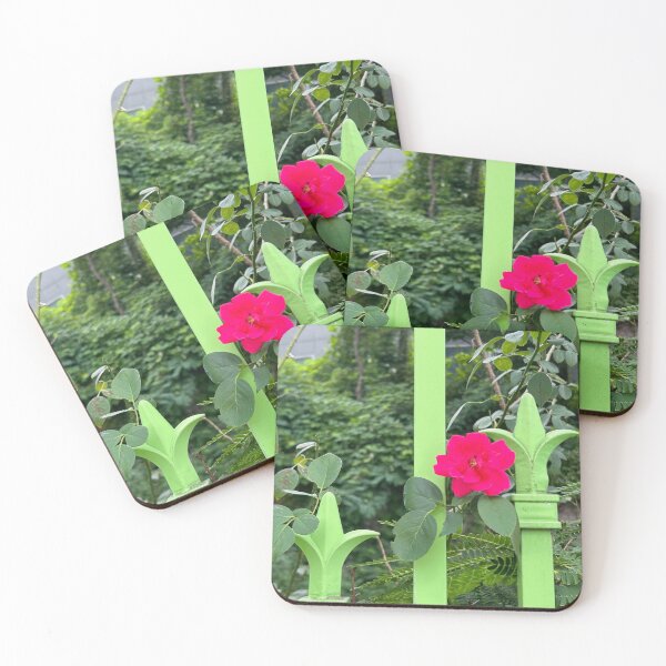 Item preview, Little Rose on a Green Gate | Cute Floral Wall Art designed and sold by YemmyZImages.